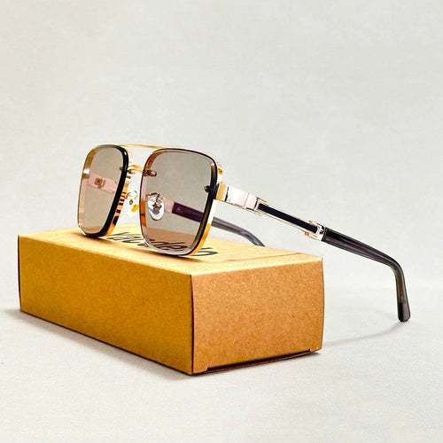 Calvero Square Aviator Sunglasses with Wood Inlay and UV400-CLAYRY