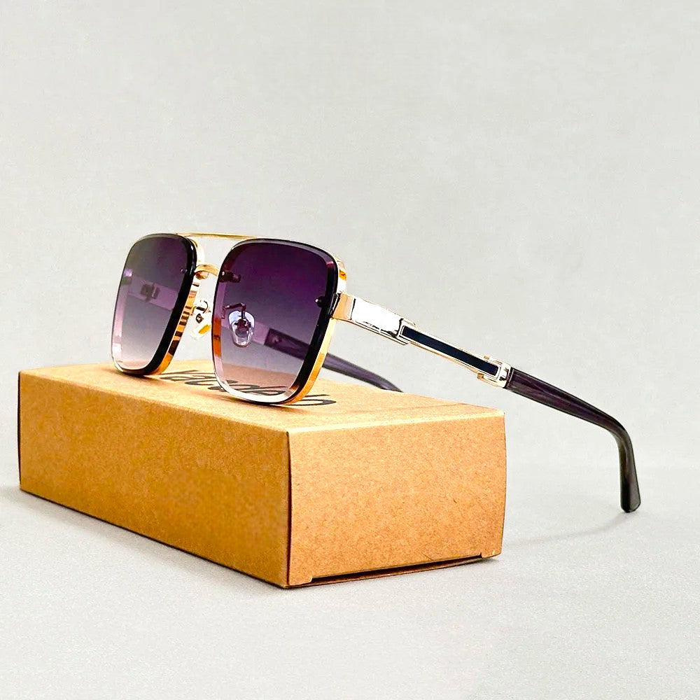 Calvero Square Aviator Sunglasses with Wood Inlay and UV400-CLAYRY