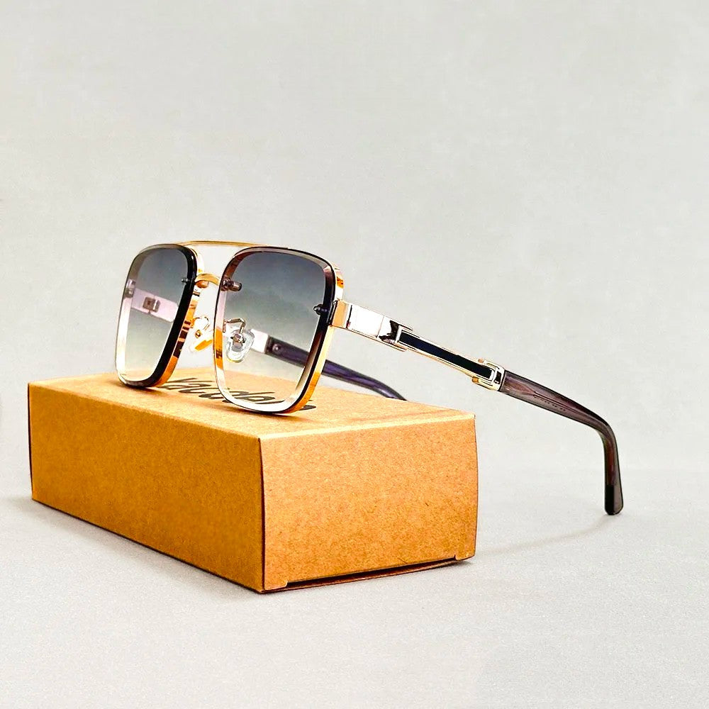 Calvero Square Aviator Sunglasses with Wood Inlay and UV400-CLAYRY