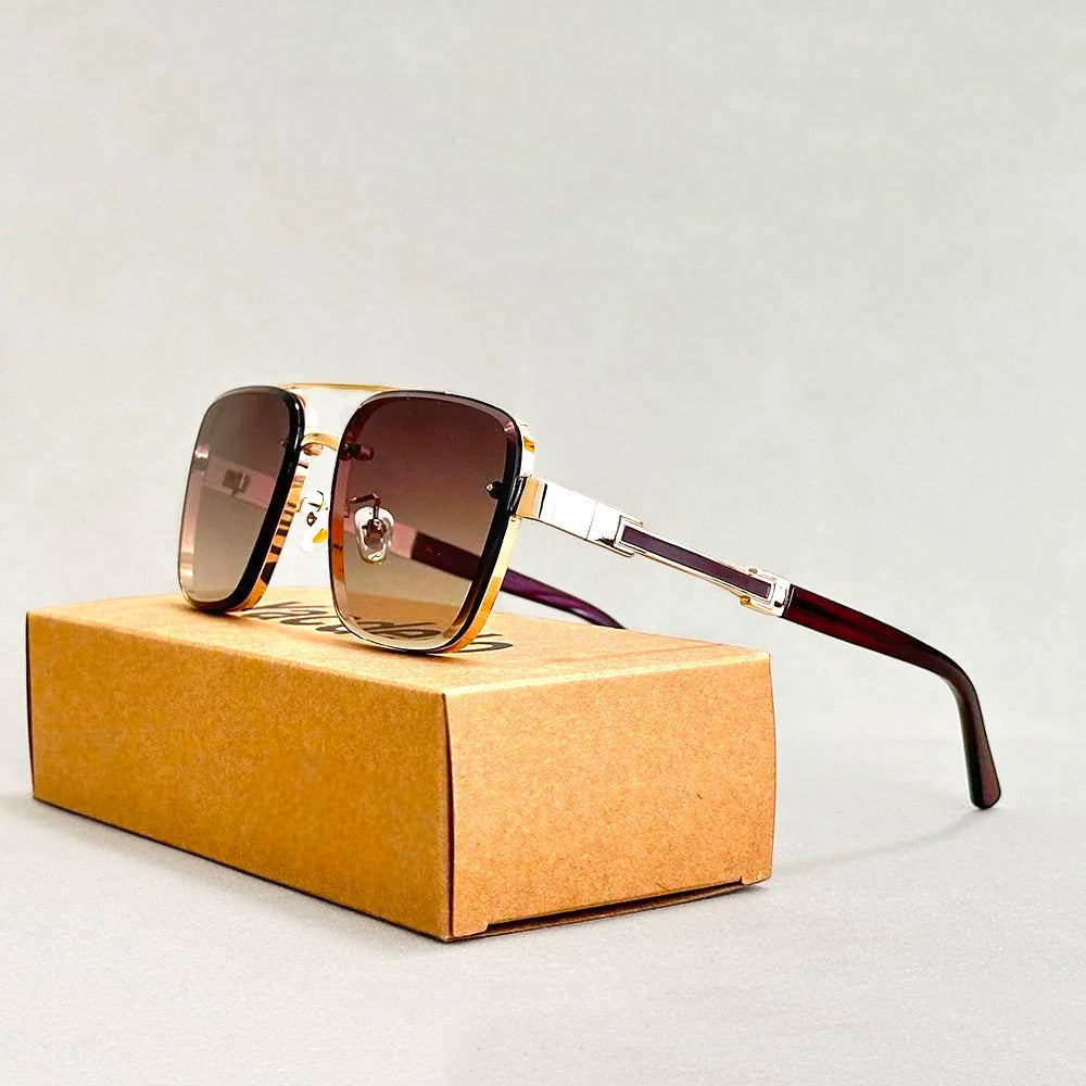 Calvero Square Aviator Sunglasses with Wood Inlay and UV400-CLAYRY
