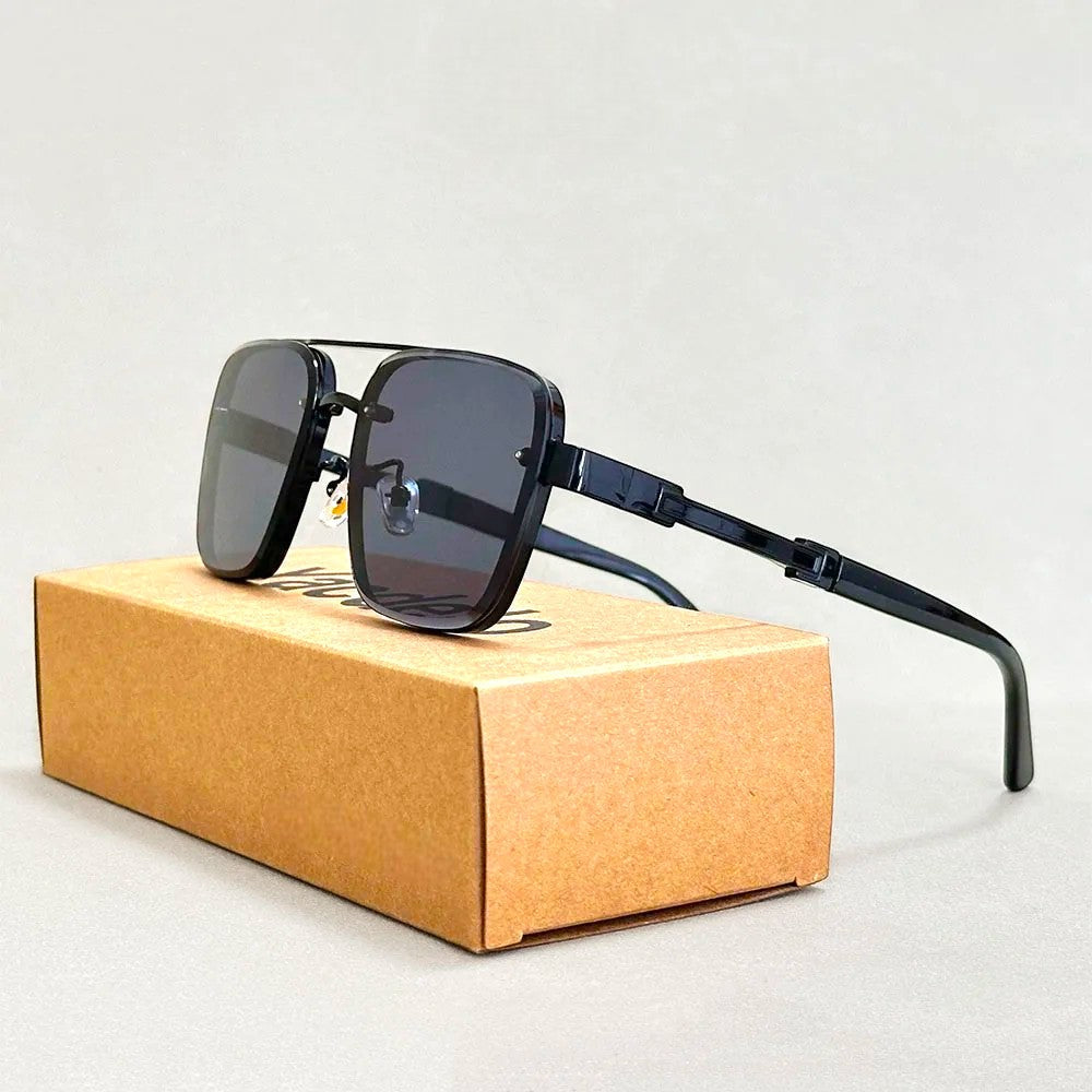 Calvero Square Aviator Sunglasses with Wood Inlay and UV400-CLAYRY