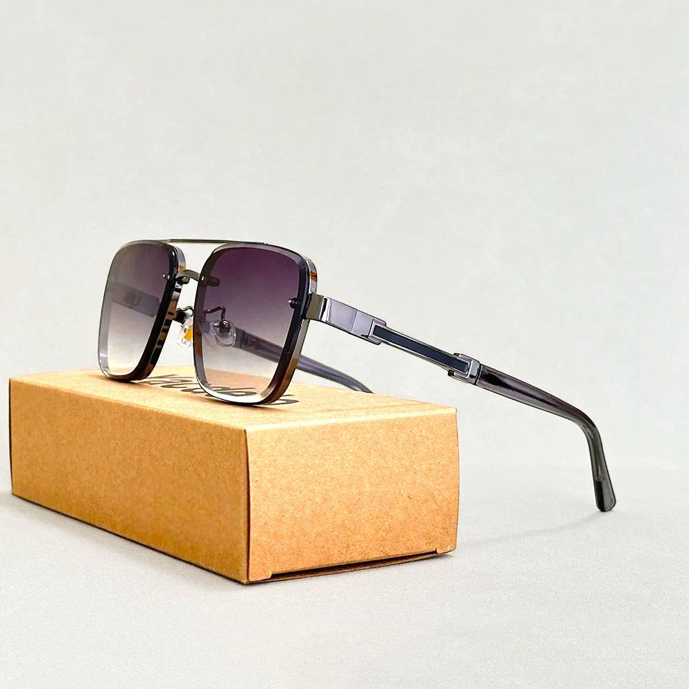 Calvero Square Aviator Sunglasses with Wood Inlay and UV400-CLAYRY