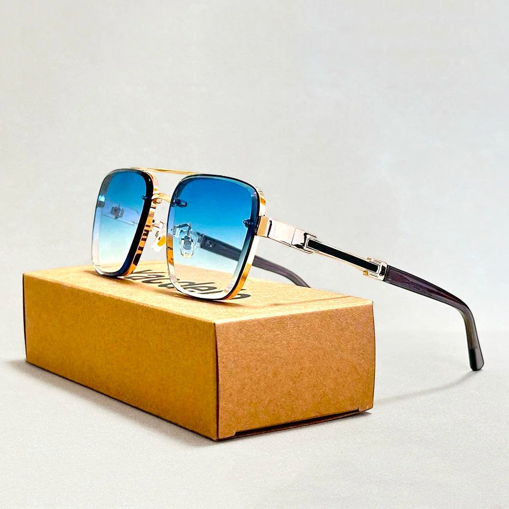 Calvero Square Aviator Sunglasses with Wood Inlay and UV400-CLAYRY