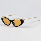Camille Cat Eye Sunglasses with Gold Tone Brow Bar-CLAYRY