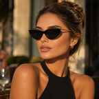 Camille Cat Eye Sunglasses with Gold Tone Brow Bar-CLAYRY