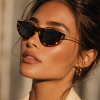 Camille Cat Eye Sunglasses with Gold Tone Brow Bar-CLAYRY