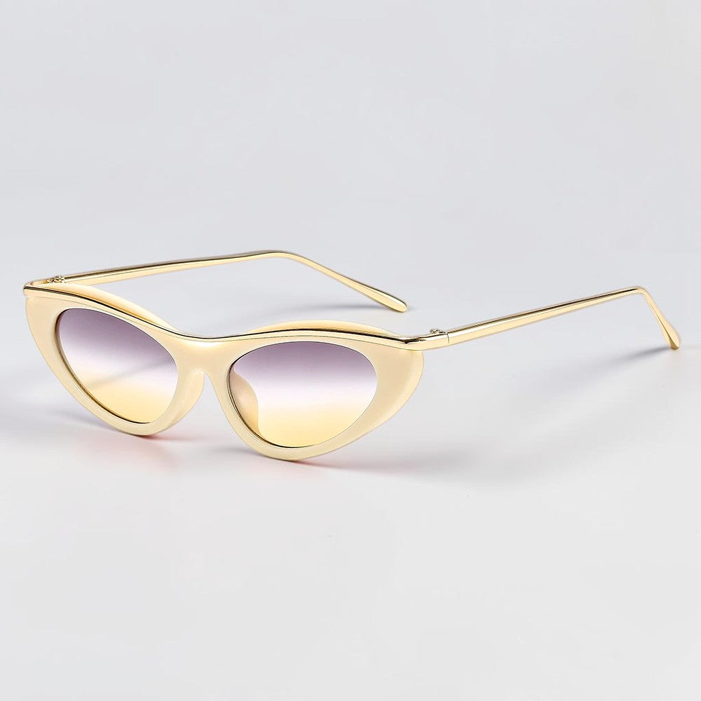 Camille Cat Eye Sunglasses with Gold Tone Brow Bar-CLAYRY