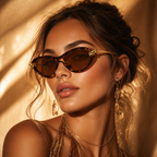 Capri Cat Eye Sunglasses with Gold Tone Link Detail-CLAYRY
