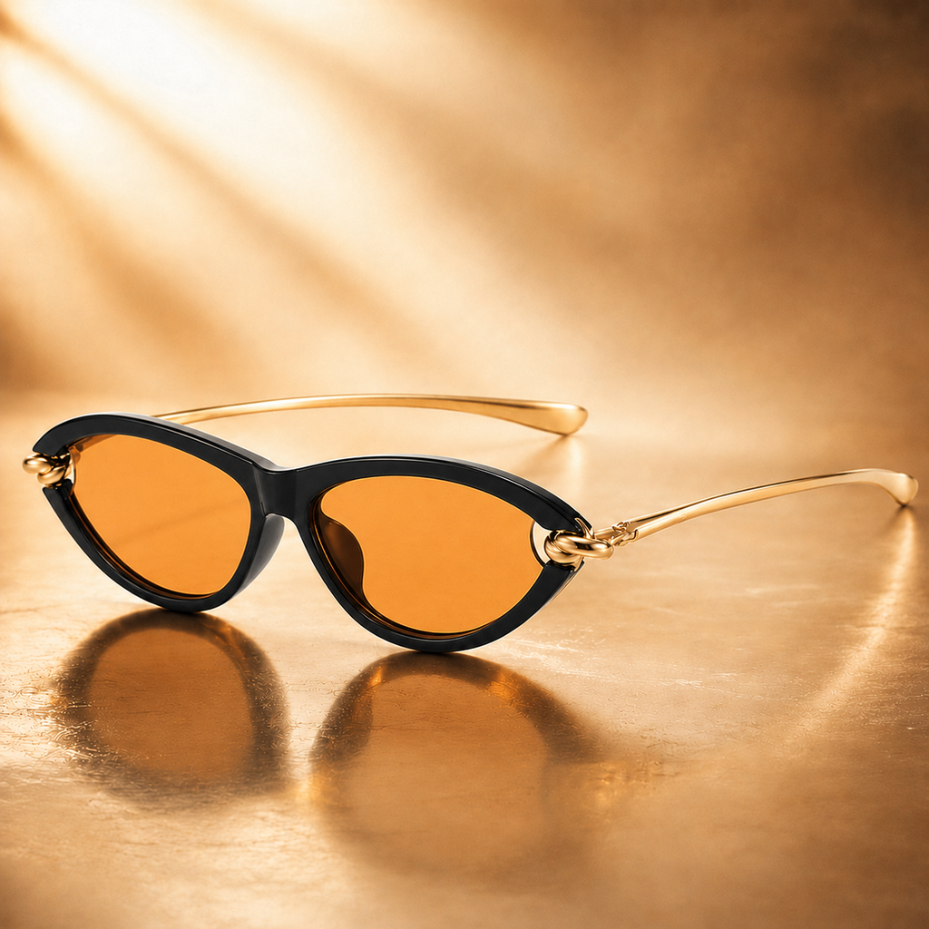 Capri Cat Eye Sunglasses with Gold Tone Link Detail-CLAYRY