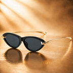Capri Cat Eye Sunglasses with Gold Tone Link Detail-CLAYRY