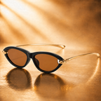 Capri Cat Eye Sunglasses with Gold Tone Link Detail-CLAYRY