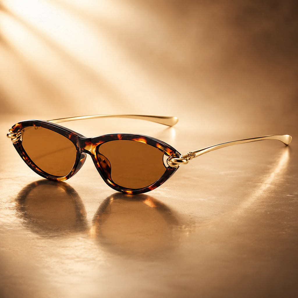 Capri Cat Eye Sunglasses with Gold Tone Link Detail-CLAYRY