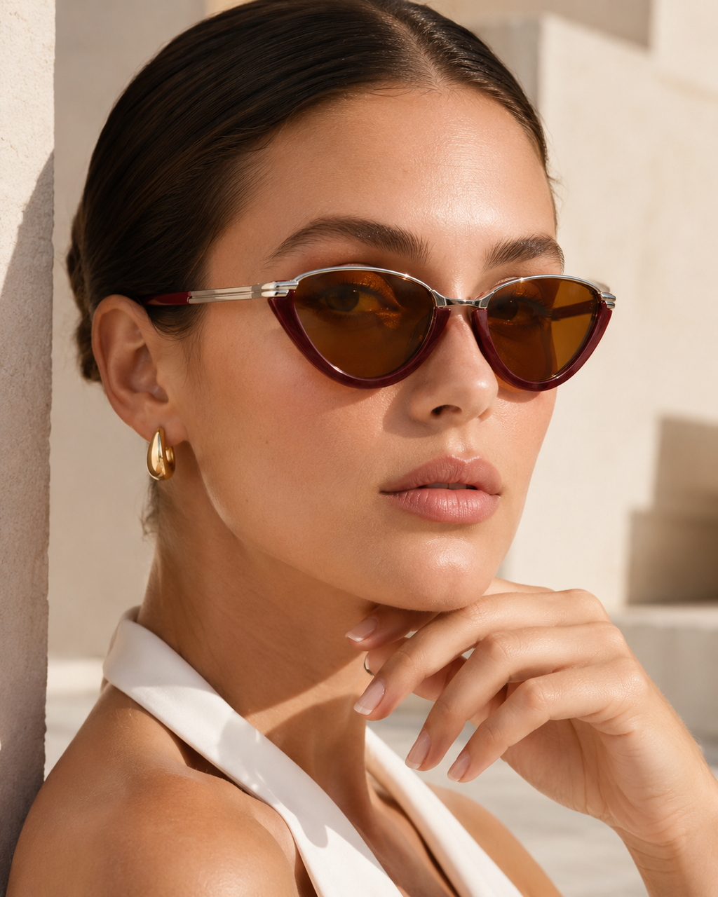 Cat Eye Sunglasses with UV400 Tinted Lenses-CLAYRY