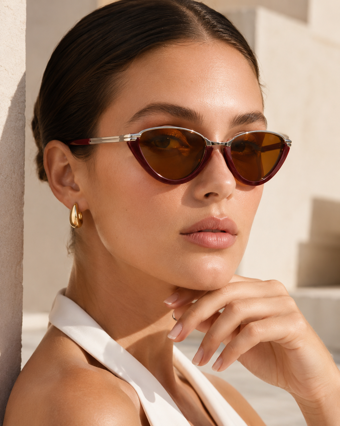 Cat Eye Sunglasses with UV400 Tinted Lenses-CLAYRY