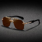 Cavallo Rimless Square Sunglasses with UV400 Protection-CLAYRY