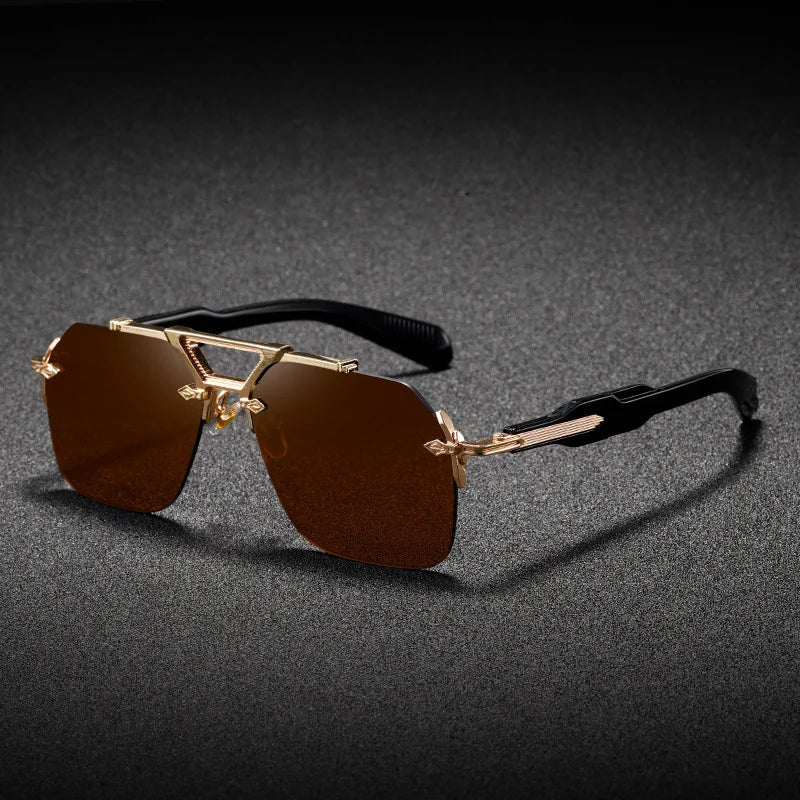 Cavallo Rimless Square Sunglasses with UV400 Protection-CLAYRY