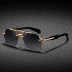 Cavallo Rimless Square Sunglasses with UV400 Protection-CLAYRY