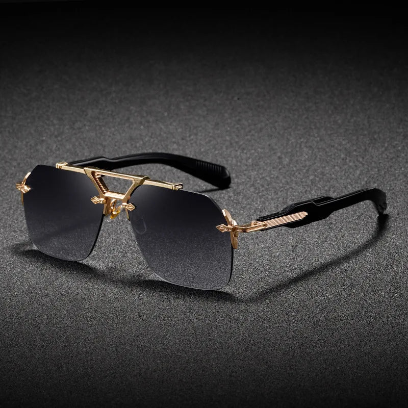 Cavallo Rimless Square Sunglasses with UV400 Protection-CLAYRY
