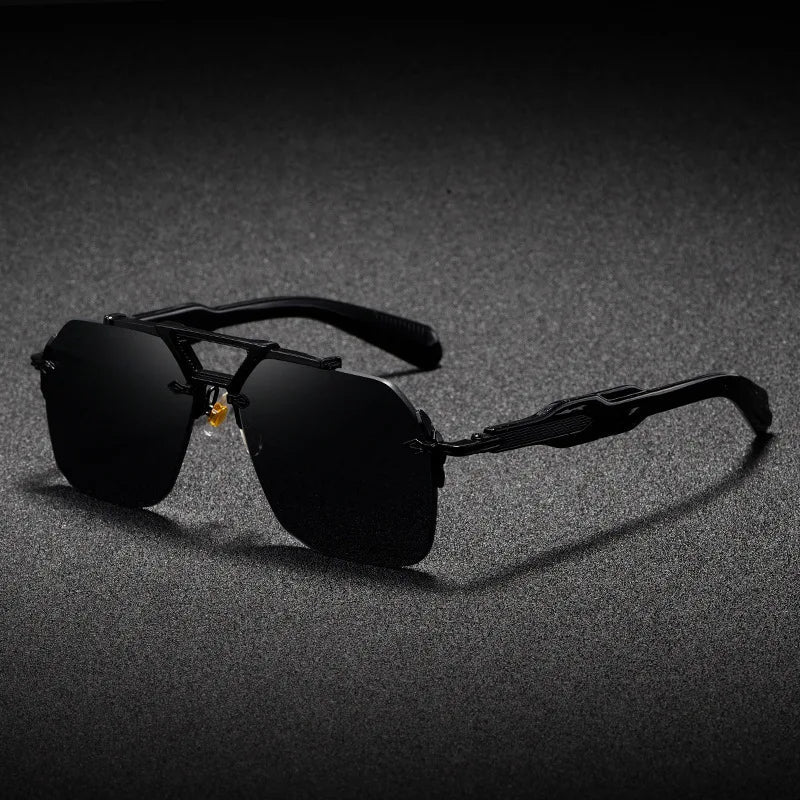 Cavallo Rimless Square Sunglasses with UV400 Protection-CLAYRY