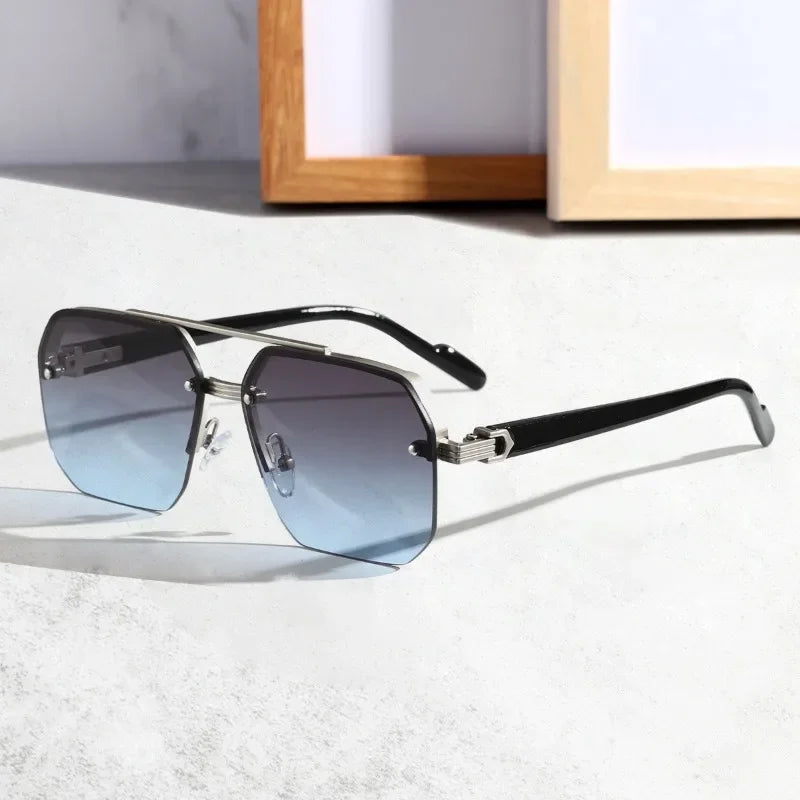 Duvall Men's Rimless Hexagonal Sunglasses with UV400-CLAYRY