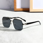 Duvall Men's Rimless Hexagonal Sunglasses with UV400-CLAYRY