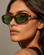 Gia Oval Cat Eye Sunglasses with Gold Tone Hinge Detail-CLAYRY