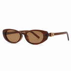Gia Oval Cat Eye Sunglasses with Gold Tone Hinge Detail-CLAYRY