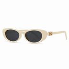 Gia Oval Cat Eye Sunglasses with Gold Tone Hinge Detail-CLAYRY