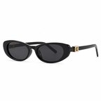 Gia Oval Cat Eye Sunglasses with Gold Tone Hinge Detail-CLAYRY