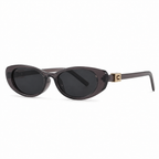 Gia Oval Cat Eye Sunglasses with Gold Tone Hinge Detail-CLAYRY