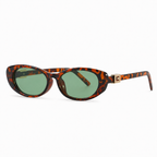 Gia Oval Cat Eye Sunglasses with Gold Tone Hinge Detail-CLAYRY