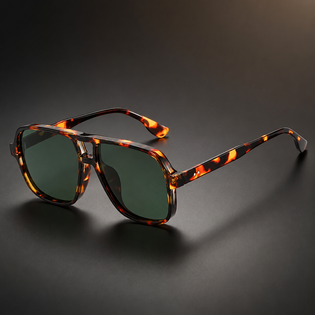 Marlowe Square Aviator Sunglasses with Double Bridge-CLAYRY