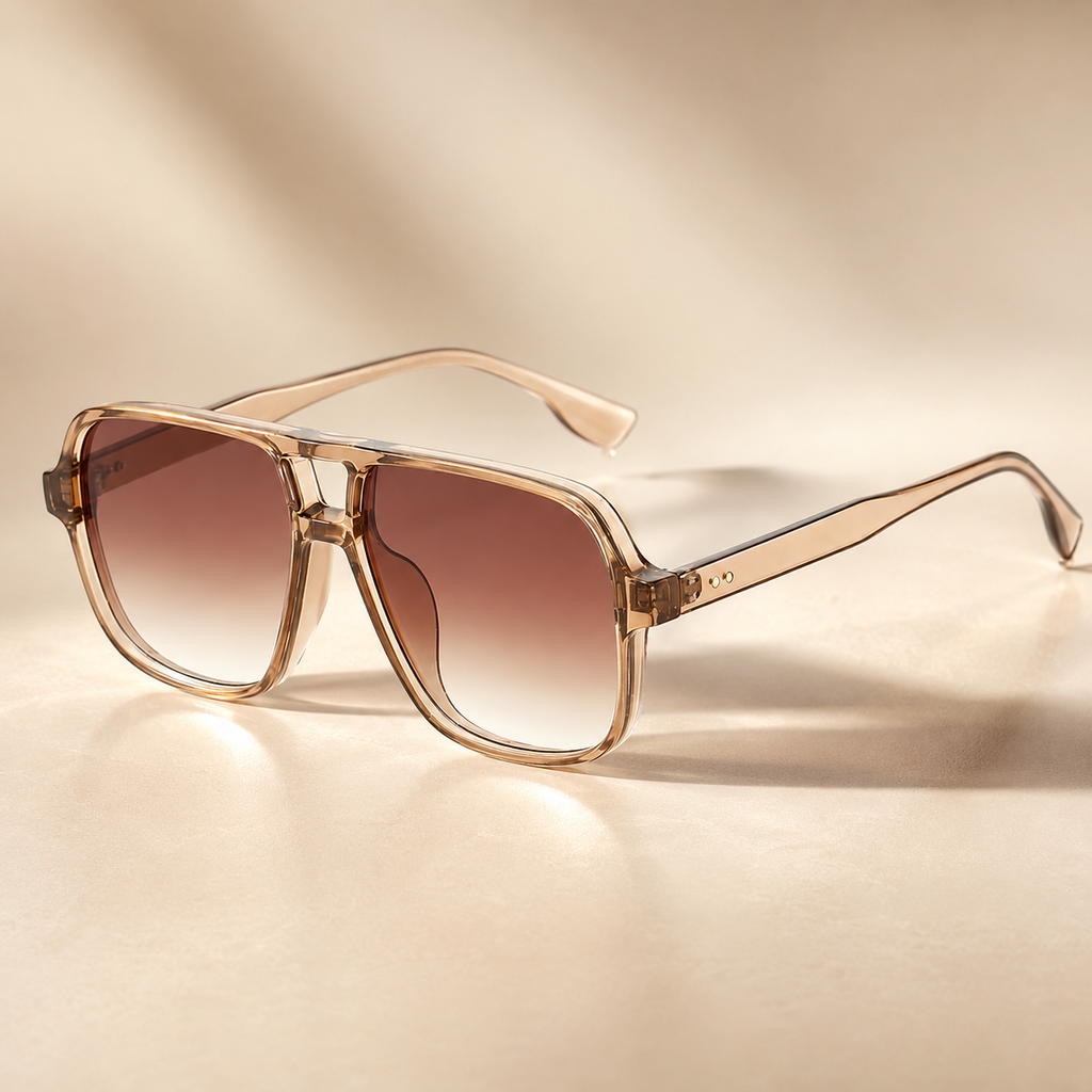 Marlowe Square Aviator Sunglasses with Double Bridge-CLAYRY