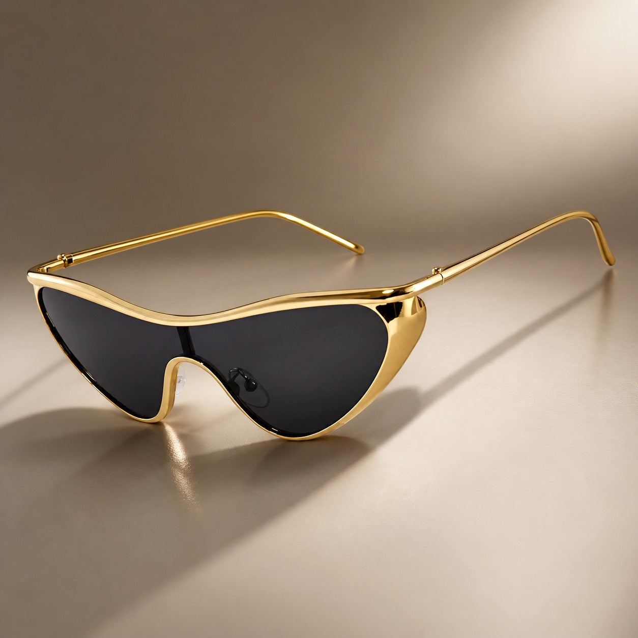 Oversized Cat Eye Sunglasses with Metal Frame-CLAYRY