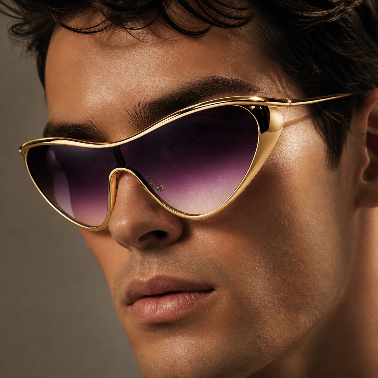 Oversized Cat Eye Sunglasses with Metal Frame-CLAYRY