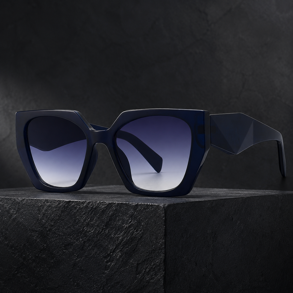 Vespera Oversized Square Cat Eye Sunglasses with UV400 Lenses-CLAYRY