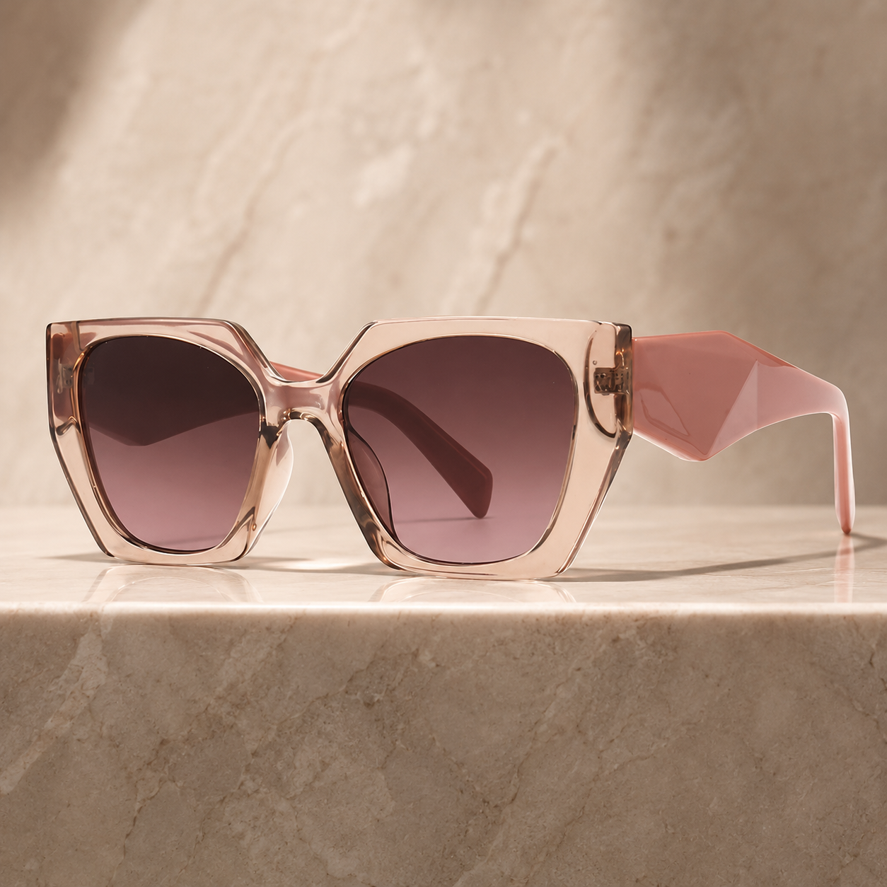 Vespera Oversized Square Cat Eye Sunglasses with UV400 Lenses-CLAYRY