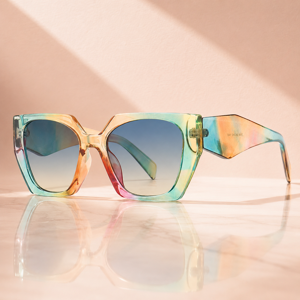 Vespera Oversized Square Cat Eye Sunglasses with UV400 Lenses-CLAYRY