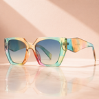Vespera Oversized Square Cat Eye Sunglasses with UV400 Lenses-CLAYRY