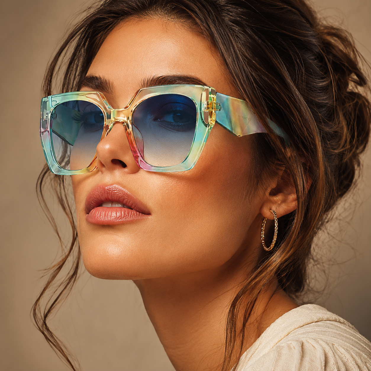 Vespera Oversized Square Cat Eye Sunglasses with UV400 Lenses-CLAYRY