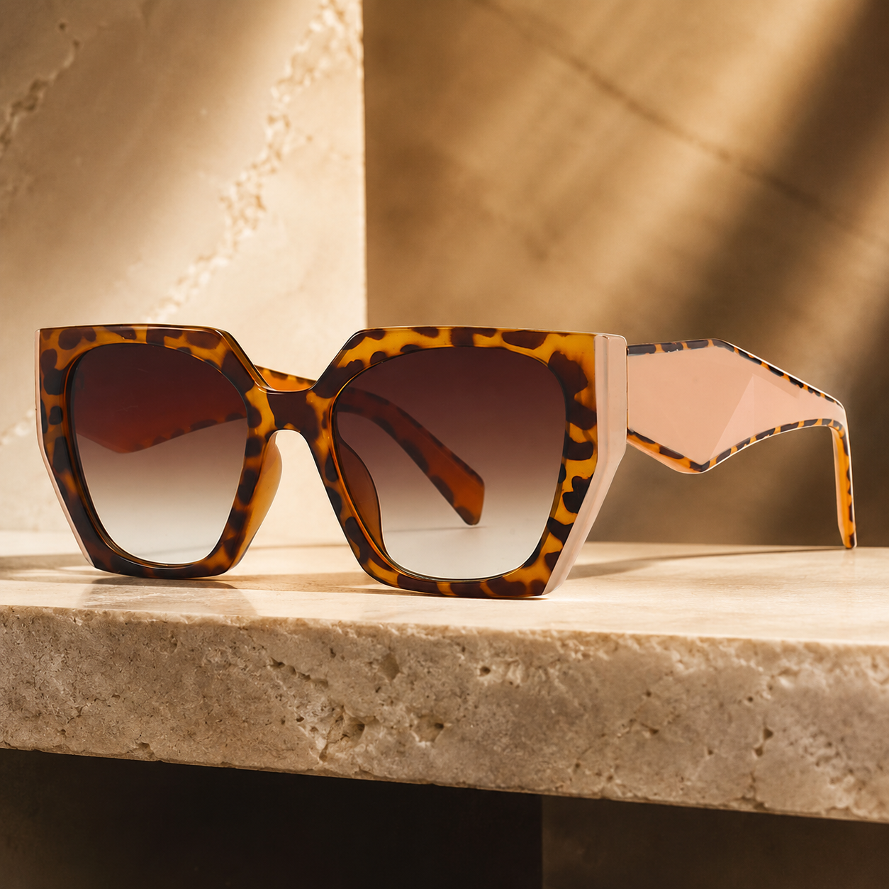 Vespera Oversized Square Cat Eye Sunglasses with UV400 Lenses-CLAYRY